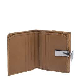 Pre Owned محفظة غوتشي فنتدج كليب كومباكت جلد ثعبان كارونغ بنية فاتحة