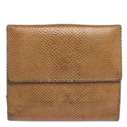 Pre Owned محفظة غوتشي فنتدج كليب كومباكت جلد ثعبان كارونغ بنية فاتحة