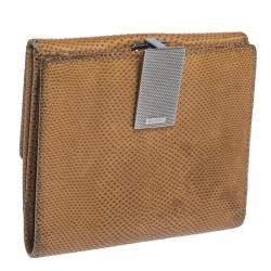 Pre Owned محفظة غوتشي فنتدج كليب كومباكت جلد ثعبان كارونغ بنية فاتحة