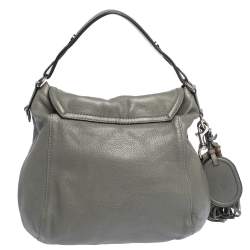 مملوكة مسبقًا Gucci Grey Leather Techno Horsebit Flap Hobo
