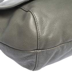 مملوكة مسبقًا Gucci Grey Leather Techno Horsebit Flap Hobo