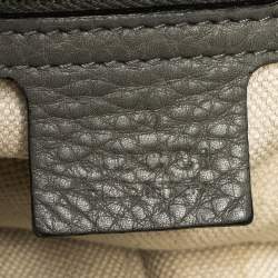 مملوكة مسبقًا Gucci Grey Leather Techno Horsebit Flap Hobo