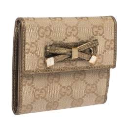 Gucci Beige GG Canvas and Leather Princy Compact Wallet