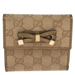 Gucci Beige GG Canvas and Leather Princy Compact Wallet
