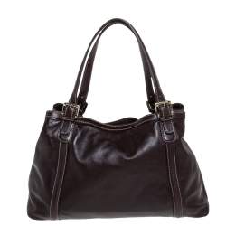 مملوكة مسبقًا  حقيبة يد غوتشي "بريت" متوسطة مزينة بشعار الماركة جي جي جلد بني داكن