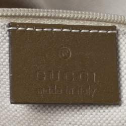 Pre Owned Gucci Beige/Olive Green GG Canvas and Leather Medium Sukey Boston Bag