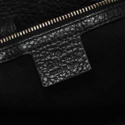 Pre Owned Gucci Black Leather Bamboo Handle Tote