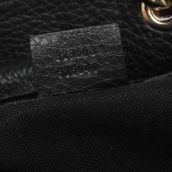 Pre Owned Gucci Black Leather Bamboo Handle Tote