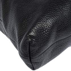 Pre Owned Gucci Black Leather Bamboo Handle Tote