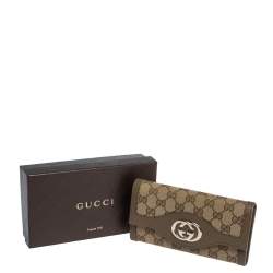 مملوكة مسبقًا محفظة غوتشي كونتيننتال سوكي جلد وكانفاس جي جي بيج