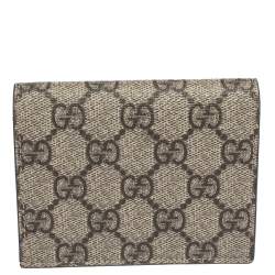 Gucci Beige GG Supreme Canvas Embroidered Face Bifold Card Holder