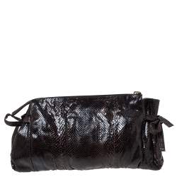 مملوكة مسبقًا Gucci Dark Brown Python Hysteria Clutch