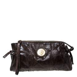 مملوكة مسبقًا Gucci Dark Brown Python Hysteria Clutch