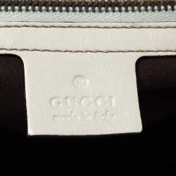 Pre Owned Gucci Beige/White GG Canvas and Leather Medium Horsebit Nail Dome Satchel