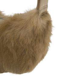 Pre Owned Gucci Brown Rabbit Fur Pochette