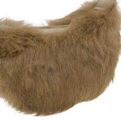 Pre Owned Gucci Brown Rabbit Fur Pochette