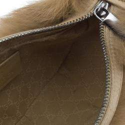 Pre Owned Gucci Brown Rabbit Fur Pochette