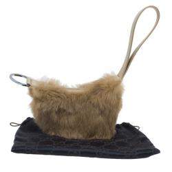Pre Owned Gucci Brown Rabbit Fur Pochette