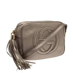 Pre Owned Gucci Metallic Gold Leather Soho Disco Crossbody Bag