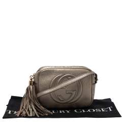 Pre Owned Gucci Metallic Gold Leather Soho Disco Crossbody Bag