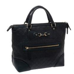 Pre Owned Gucci Deep Green Guccissima Leather Horsebit Tote