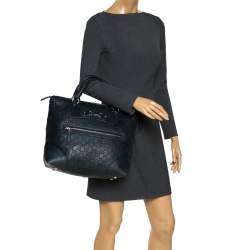 Pre Owned Gucci Deep Green Guccissima Leather Horsebit Tote