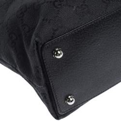 Pre Owned Gucci Black GG Canvas and Leather Shoulder Bag