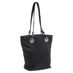 Pre Owned Gucci Black GG Canvas and Leather Shoulder Bag