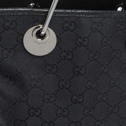 Pre Owned Gucci Black GG Canvas and Leather Shoulder Bag
