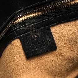 Pre Owned Gucci Black Matelasse Leather Small GG Marmont Shoulder Bag