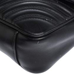 Pre Owned Gucci Black Matelasse Leather Small GG Marmont Shoulder Bag