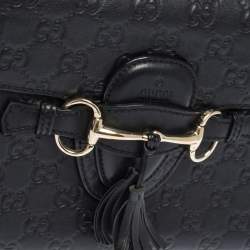 Pre Owned Gucci Black Guccissima Leather Medium Emily Chain Shoulder Bag