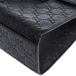 Pre Owned Gucci Black Guccissima Leather Medium Emily Chain Shoulder Bag