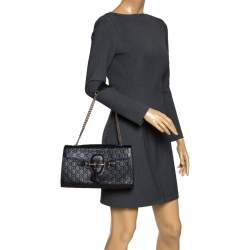 Pre Owned Gucci Black Guccissima Leather Medium Emily Chain Shoulder Bag
