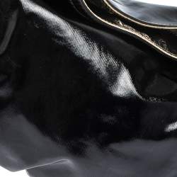 Pre Owned Gucci Black/Metallic Coated Fabric and Patent Leather Medium Babouska Indy Hobo