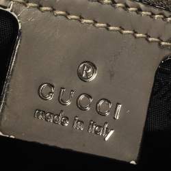 Pre Owned Gucci Black/Metallic Coated Fabric and Patent Leather Medium Babouska Indy Hobo
