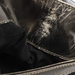 Pre Owned Gucci Black/Metallic Coated Fabric and Patent Leather Medium Babouska Indy Hobo