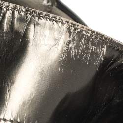 Pre Owned Gucci Black/Metallic Coated Fabric and Patent Leather Medium Babouska Indy Hobo