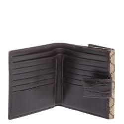 Gucci Beige/Ebony GG Canvas Studs Bamboo Bar Compact Wallet