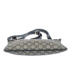 Pre Owned Gucci Grey/Blue GG Supreme Canvas and Leather Crossbody Bag