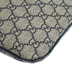 Pre Owned Gucci Grey/Blue GG Supreme Canvas and Leather Crossbody Bag