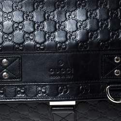 Pre Owned Gucci Black Guccissima Leather Medium Rubber Messenger Bag