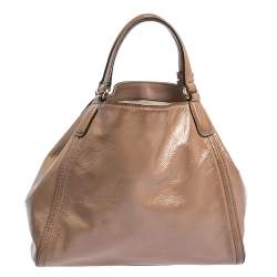 Pre Owned حقيبة يد غوتشي "سوهو" صغيرة جلد لامع بيج وردي 