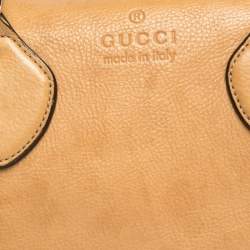 Pre Owned Gucci Beige Leather Medium Bamboo Shopper Tote