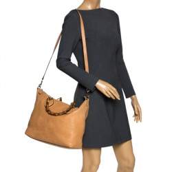 Pre Owned Gucci Beige Leather Medium Bamboo Shopper Tote