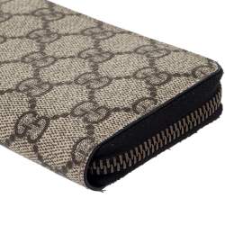 Gucci Beige GG Supreme Canvas Zip Around Wallet