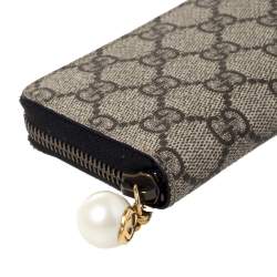 Gucci Beige GG Supreme Canvas Zip Around Wallet