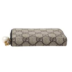 Gucci Beige GG Supreme Canvas Zip Around Wallet