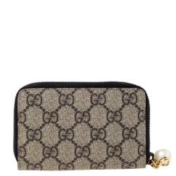 Gucci Beige GG Supreme Canvas Zip Around Wallet