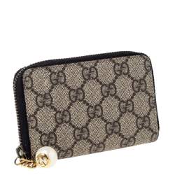 Gucci Beige GG Supreme Canvas Zip Around Wallet